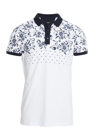Floral and Spots Polo in White