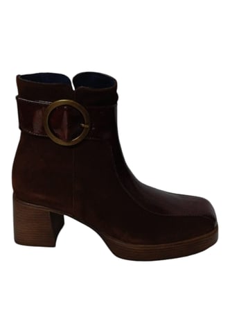 Braune Damenstiefelette mit Absatz