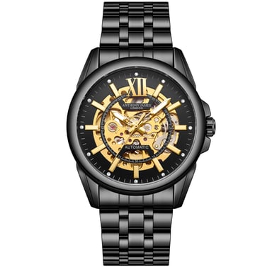 Handmontierte Anthony James Limited Edition Mystique Automatische Schwarze Uhr
