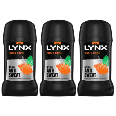 Lynx Anti-Perspirant Deodorant Stick 48H Odour Protection Jungle Fresh 50ml, 3pk