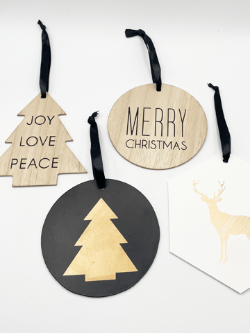4 Pack Wooden Christmas Tree Ornaments