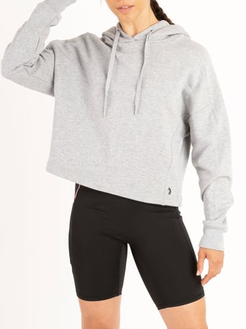 Luke 1977 Womens Cobra Cropped Workout Hoodie in Light Grey
