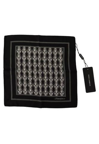 Dolce & Gabbana Men's Black Printed Square Handkerchief Scarf