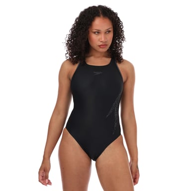 Maillot bain Hyperboom Racerback Speedo Pour Femme en Noir Gris