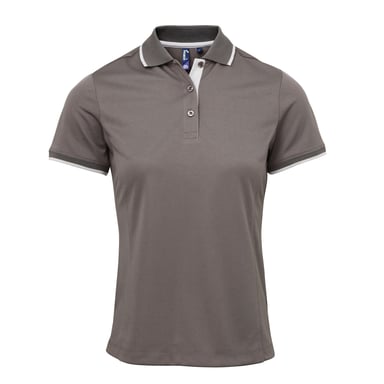 Premier Womens/Ladies Contrast Coolchecker Polo Shirt (Dunkelgrau/Silber)