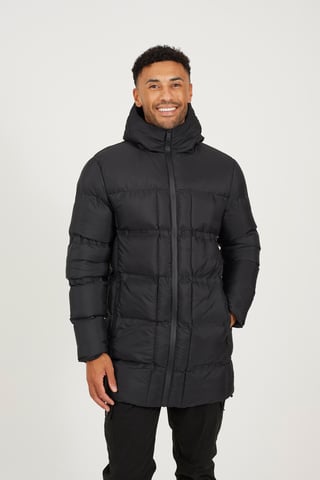 Black Longline Padded Hooded Jacket