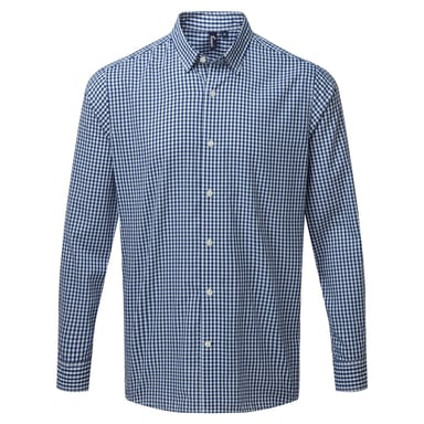 Premier Mens Maxton Check Langarmhemd (Marine/Weiß)