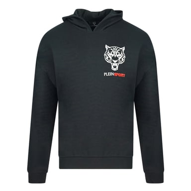 Plein Sport Block Tiger Logo auf Brust schwarz Hoodie