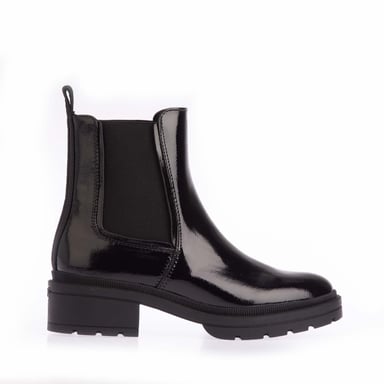 Rocket Dog Iggie Patent Chelsea Boots für Damen in Schwarz