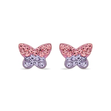 Luxenter Sterling Silber 925 Ohrringe mit mehrfarbigen rhodinierten Zirkonia - Schmetterling