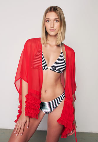 Herita Kimono mit Rüschen - Rot