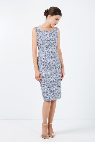 Ärmelloses gerades Kleid mit Blumenmuster und Reißverschluss