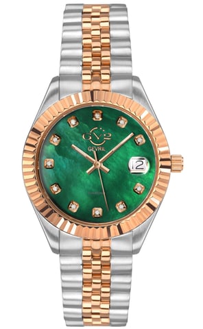 GV2 Neapel 12408 Schweizer Quarz Frauen grünes Zifferblatt zwei Töne Diamant Datum Uhr