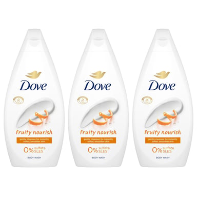 Dove Fruity Nourish Body Wash 0% Sulfate SLES for Soft & Smoother Skin 450ml,3pk