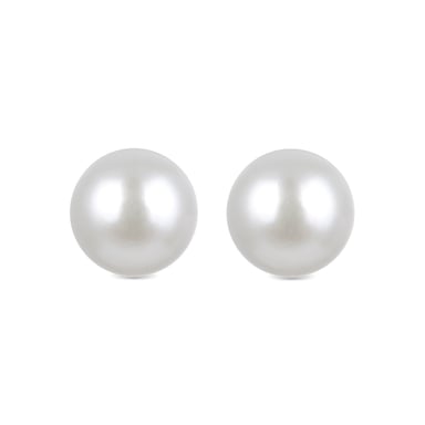 Luxenter Ohrringe, 925 Sterling Silber und weiße Perle mit 18 Karat Gelbgold