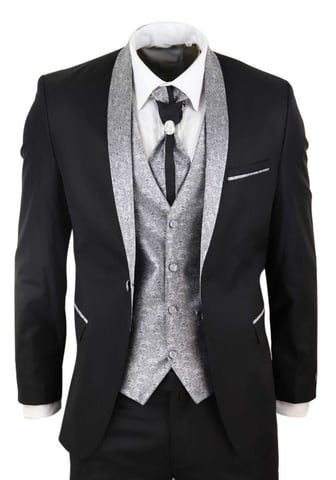 Herren 4-teiliges schwarzes Anzug-Wedding Suit