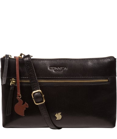 'Minnow' Black Leather Cross Body Clutch Bag