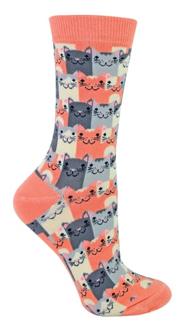 Miss Sparrow - Ladies Novelty Cat Atmungsaktive Bambus-Socken - Happy Cats (Pink)
