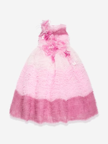 Marchesa Girls Flower Embellished Degradé Tulle Gown in Pink