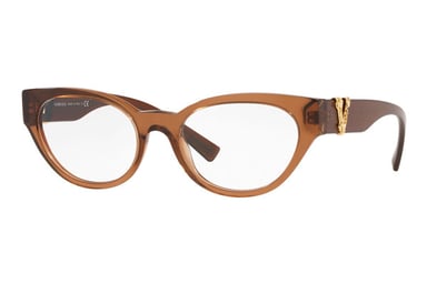 Versace Cat eye plastic Women Eyeglasses Transparent Brown / Clear Lens