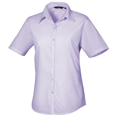 Premier Damen Kurzarm Popeline Bluse / Arbeitshemd (Lila)