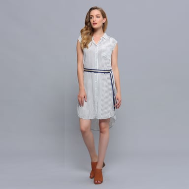 Ärmelloses Hemdkleid mit minimalistischem Streifendruck