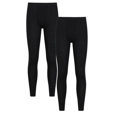 Mountain Warehouse Herren Merino Wool Base Layer Bottoms (2er Pack) (Schwarz)