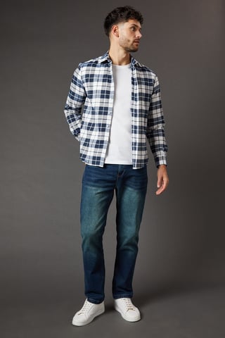 Dark Vintage Wash Stretch Straight Jeans
