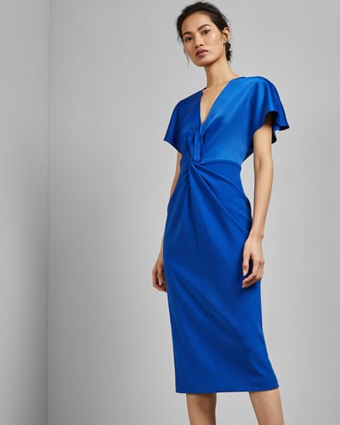 Robe près du corps cache-cœur à manches longues Ellame, bleu vif par Ted Baker