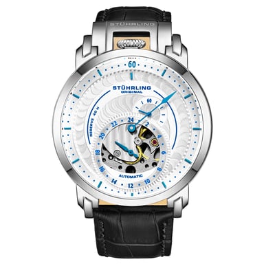 Silber und Blau Automatik 44mm Skeleton