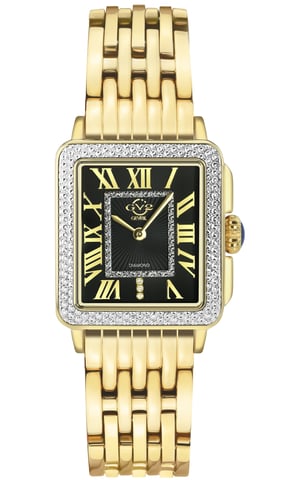 GV2 Padova Damen Schweizer Quarz Diamant schwarzes Zifferblatt Gelbgold Uhr