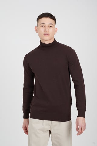 Chocolate 'Hume' Roll Neck Jumper