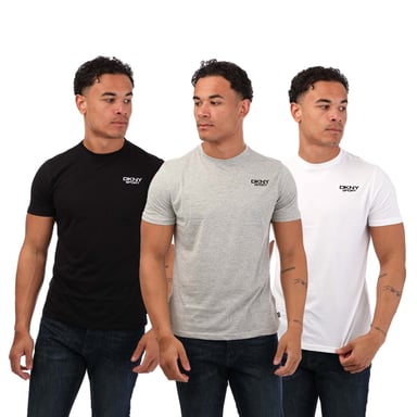 3er Pack DKNY Herren T-Shirts mit gesticktem Logo in Multicolor