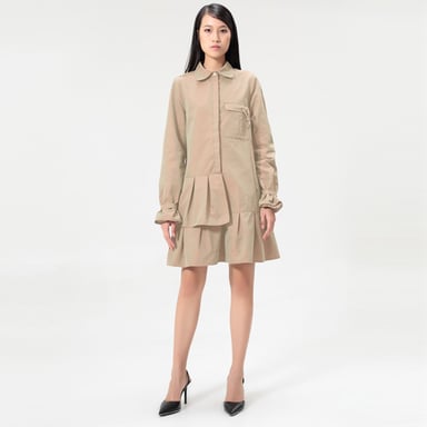 Safari-Hemd-Kleid mit langen Ärmeln