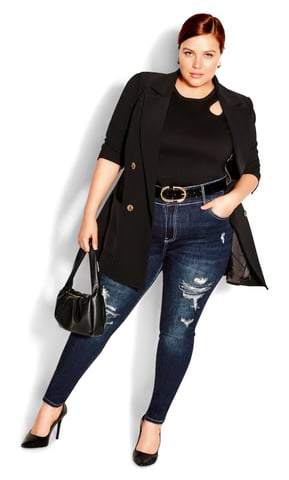 CITY CHIC Women's Asha Sassy Rips Jean - dark denim