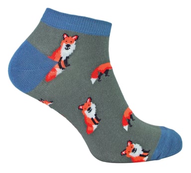 Herren Bambus-Trainersocken | Herr Heron | Tier Thema atmungsaktiv Low Cut Sneaker Socken - Füchse (Charcoal)