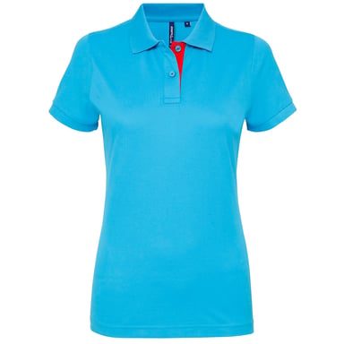 Asquith & Fox - Kontrast-Poloshirt - Damen (Türkis/Rot)