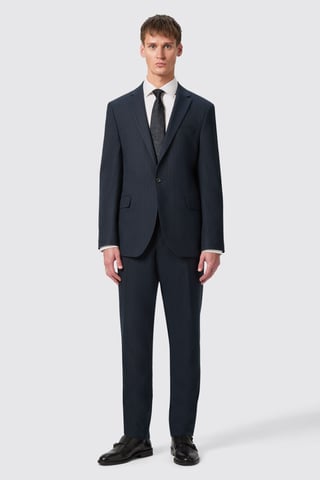 Hodge Slim Fit Navy Pinstripe Trousers