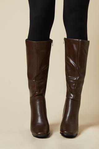 Wide Fit Kristen Square Toe Clean Knee High Boots