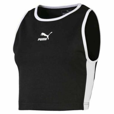 Puma Crew Neck Classic Fit ärmellose schwarze Frauen Crop Top 579929 01