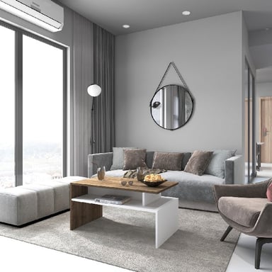 HOMEMANIA Ada Table Basse, Blanc, Noyer