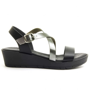 Confortable wedge sandal Purapiel in Black