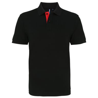 Asquith & Fox Herren Classic Fit Kontrast-Poloshirt (Schwarz/Rot)