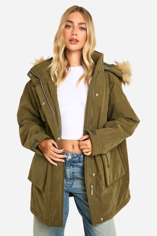 Hooded Pocket Detail Parka