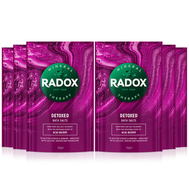 Radox Bath Salts Detoxed Bath Therapy, Acai Berry, 6 Packs of 900g
