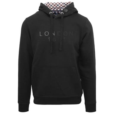 Aquascutum Bold London 1851 Logo Schwarz Hoodie