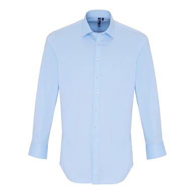 Premier Mens Stretch Fit Popeline Langarmhemd (hellblau)