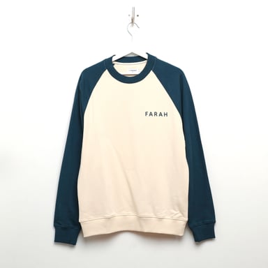 Sweat Wicke Raglan col rond Farah Vintage Pour Homme en Bleu et blanc