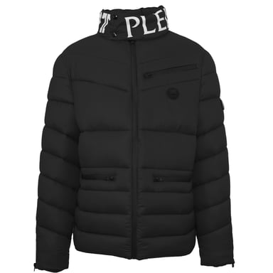 Plein Sport Gepolsterte Jacke mit kühnem Logo Schwarz