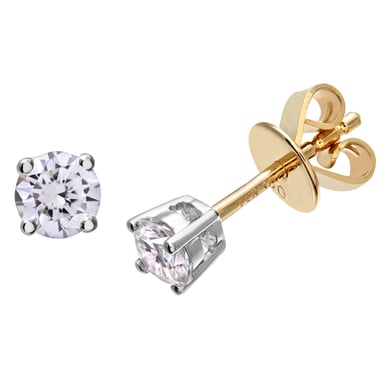 Boucles d'oreilles à tige en diamant, boucles d'oreilles en or jaune 18 carats IJ/I rond brillant certifié diamant, poids diamant 0,33 carat